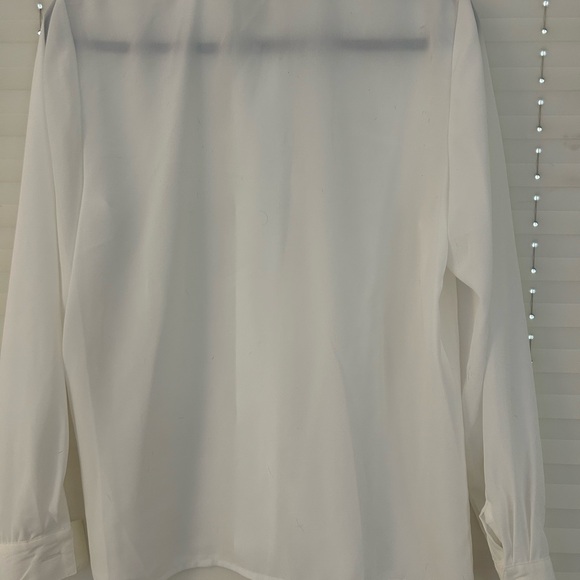 Vintage 1980s Oleg Cassini White Blouse with Multicolor Sequin Collar - Picture 6 of 7